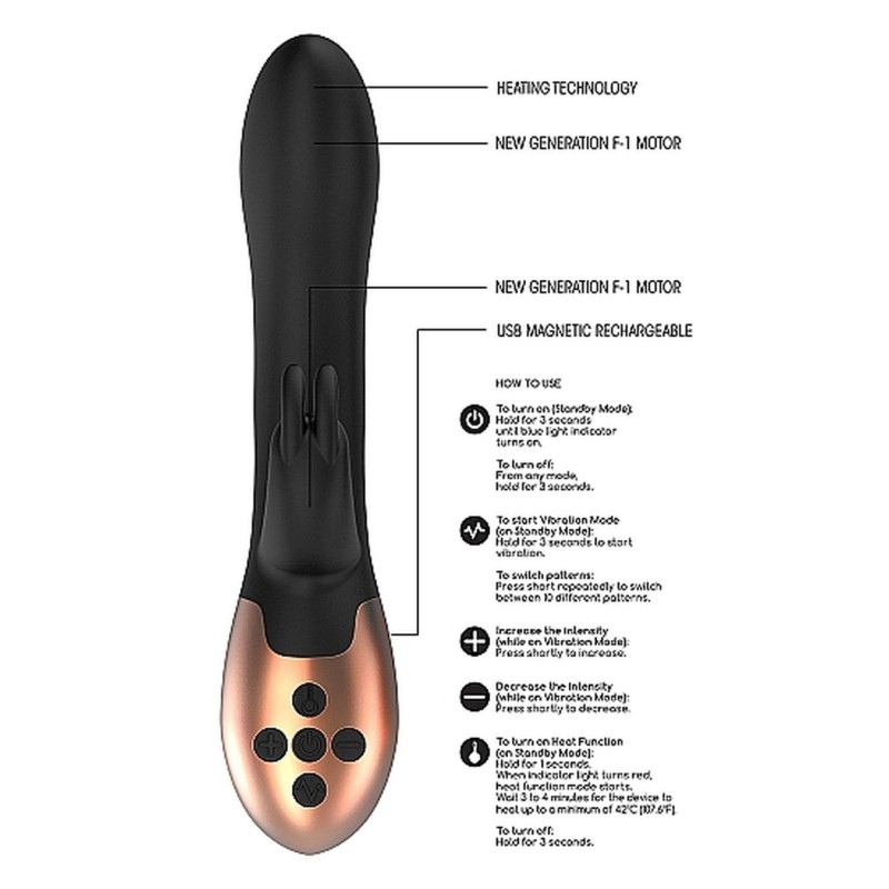 Heating Rabbit Vibrator - Opulent - Black